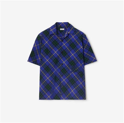 Check Cotton Shirt in Bright navy 